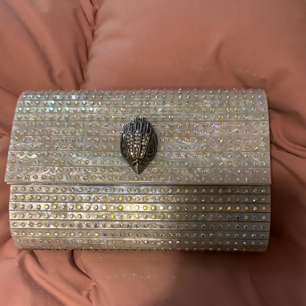 Kurt Geiger Cream Clutch with Crystal Embellishments